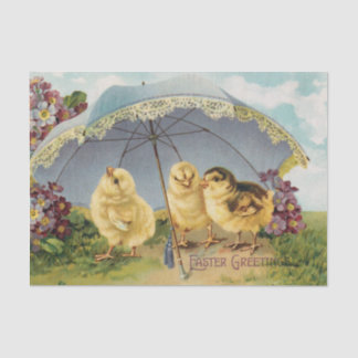 Vintage Easter Chicks Under an Umbrella Seidenpapier
