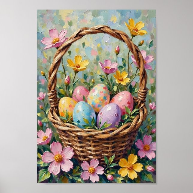 Vintage Easter Egg Basket Spring Art Poster (Vorne)