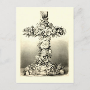 Vintage Easter Floral Christian Cross 1869 Feiertagspostkarte