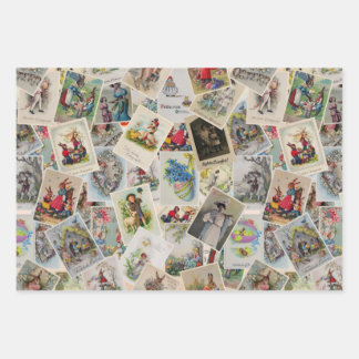 Vintage Easter Germany retro postcards collage -  Geschenkpapier Set