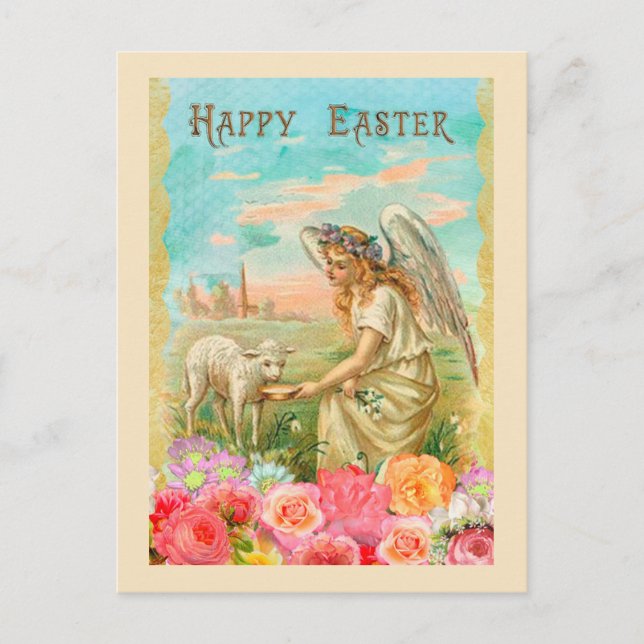 Vintage Easter Greeting Feiertagspostkarte (Vorderseite)