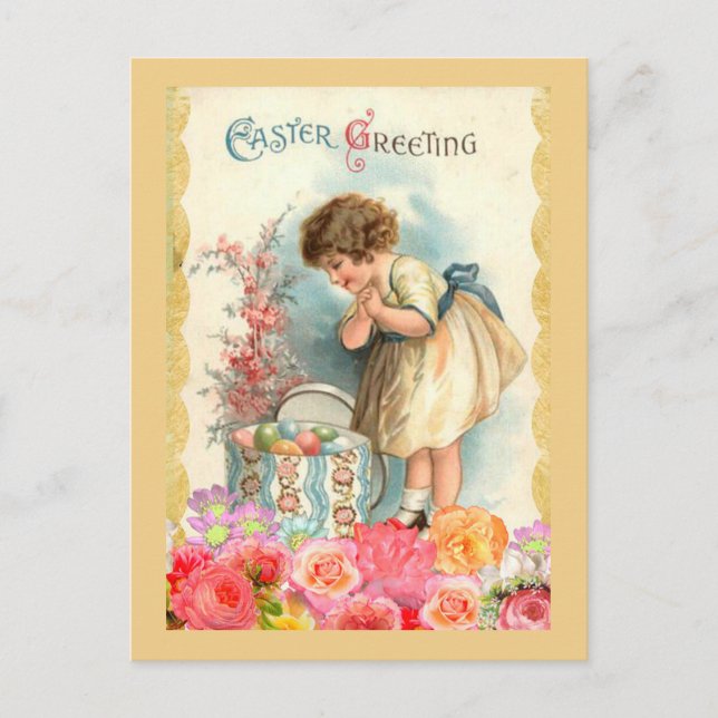 Vintage Easter Greeting Feiertagspostkarte (Vorderseite)
