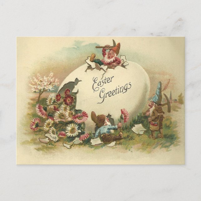 Vintage Easter Greetings Feiertagspostkarte (Vorderseite)
