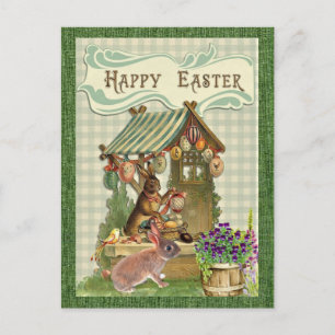 Vintage Easter Rabbit Holiday Postkarte