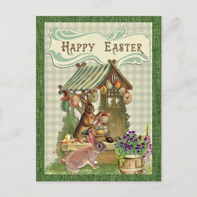 Vintage Easter Rabbit Holiday Postkarte (Vorderseite)