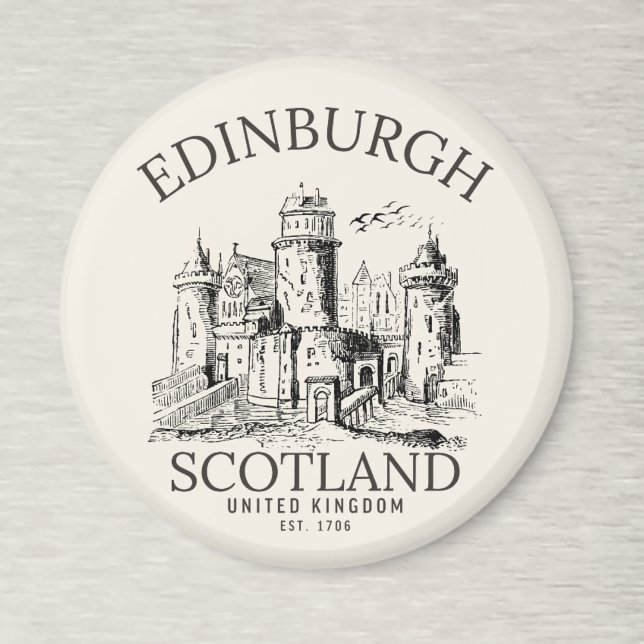 Vintage Edinburgh | Castle Retro Design Magnet (Von Creator hochgeladen)