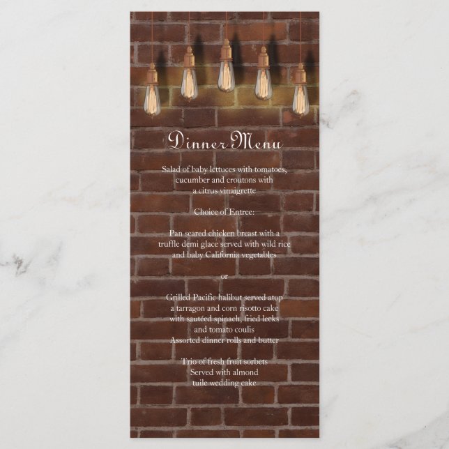 Vintage Edison Lightbulbs Industrial Chic Menu (Devant)
