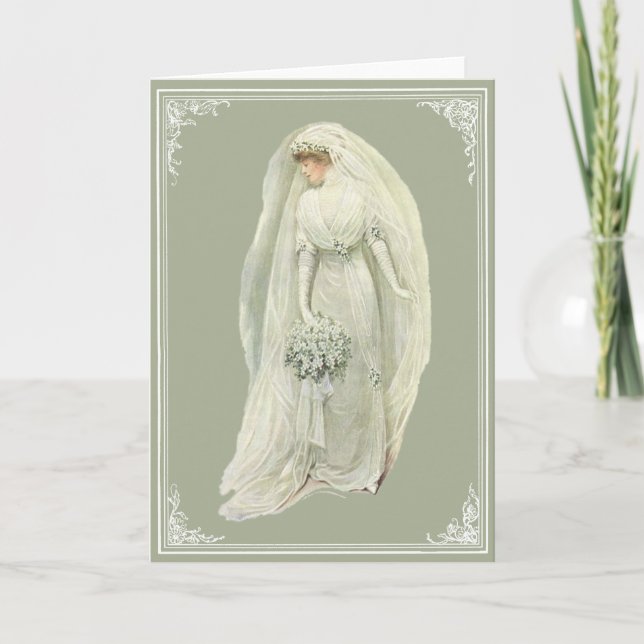 Vintage Edwardian Bride Grußkarte Karte (Vorderseite)