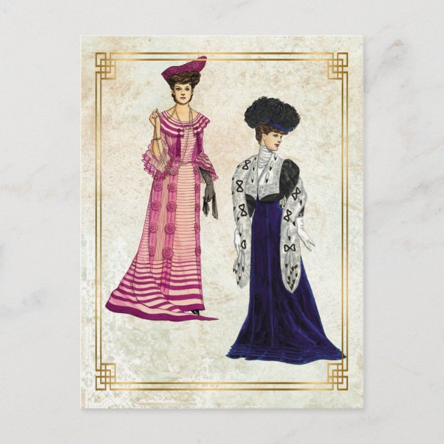 Vintage Edwardian Fashion Models Daywear Dress Postkarte (Vorderseite)