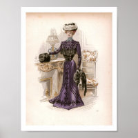 Vintage Edwardian Lady Fox Fashion Illustration