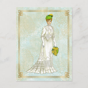 Vintage Edwardianische Hochzeitsmode-Illustration Postkarte