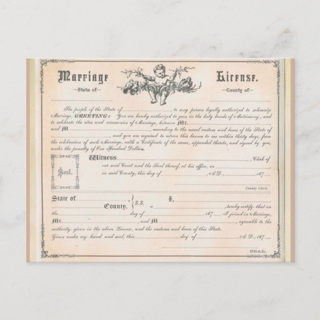 Vintage Eheschließungskarte Postkarte (Vorderseite)