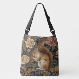 Vintage Eichhörnchen- und Blumenmuster Tragetaschen Mit Langen Trägern