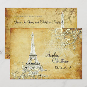 VINTAGE EIFFEL-TOWER/VANILLA-WIRBEL EINLADUNG