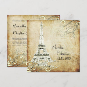VINTAGE EIFFEL-TOWER/VANILLA-WIRBEL EINLADUNG