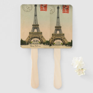 Vintage Eiffel-Turm-Paris-Postkarten-Handfans Fächer