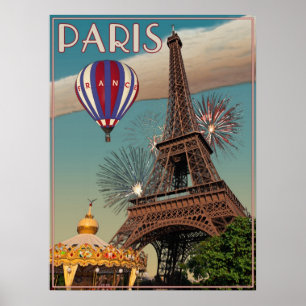 Vintage Eiffelturm - 18x24 Poster