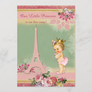 Vintage Eiffelturm-Babydusche Einladung