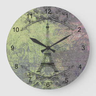 Vintage Eiffelturm Große Wanduhr