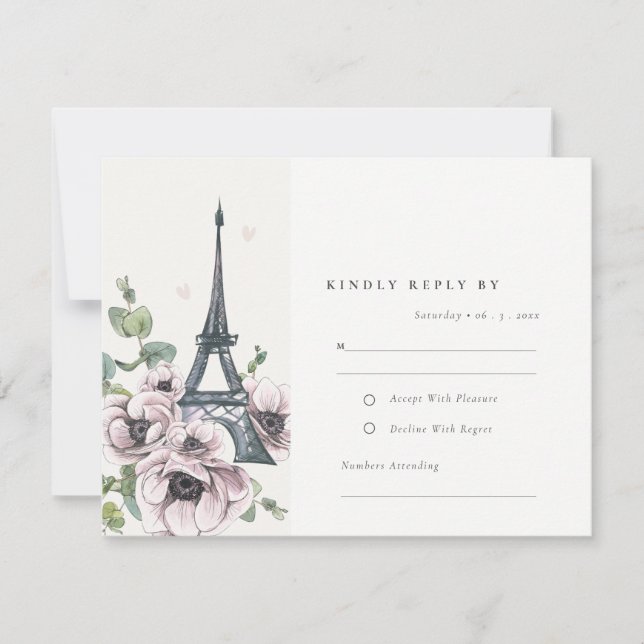 Vintage Eiffelturm-Hochzeit RSVP Karte (Vorderseite)