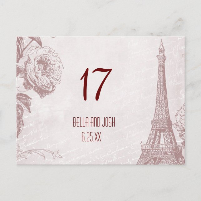 Vintage Eiffelturm-Hochzeitskarte Postkarte (Vorderseite)
