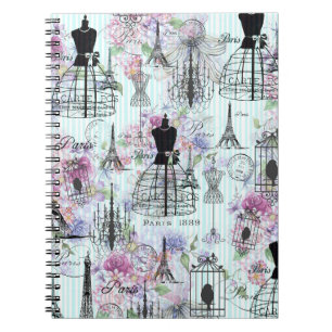 Vintage Eiffelturm-Mannequin-Blumenzange Notizblock
