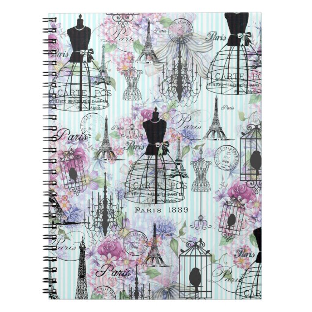Vintage Eiffelturm-Mannequin-Blumenzange Notizblock (Vorderseite)