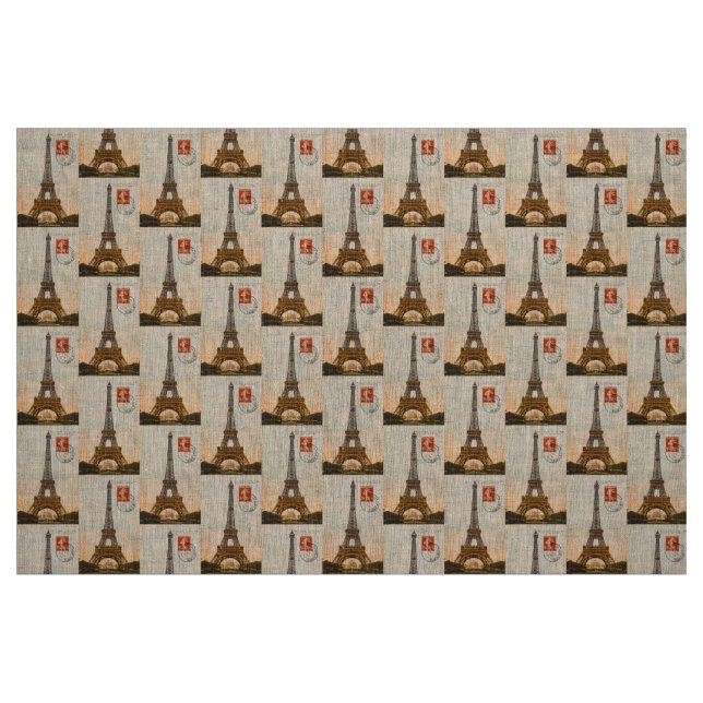 Vintage Eiffelturm Naturstoffe Stoff (Fat Quarter (45,7 x 55,9 cm))
