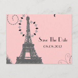 Vintage Eiffelturm Paris Hochzeit Termin vormerken Ankündigungspostkarte