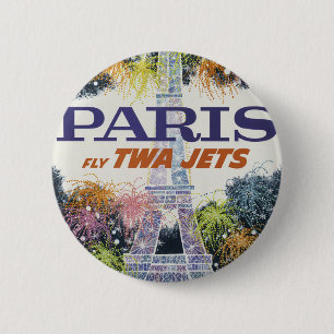 Vintage Eiffelturm Paris Luftverkehr Button