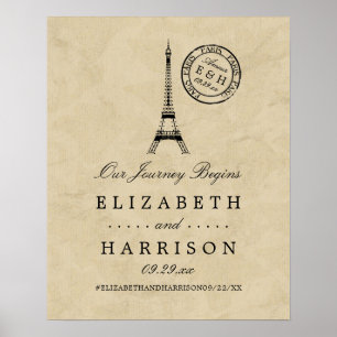 Vintage Eiffelturm Paris Poststempel Hochzeit Poster