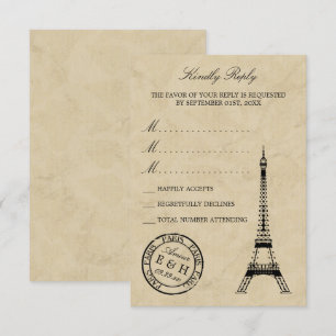 Vintage Eiffelturm Paris Poststempel Hochzeit RSVP Karte