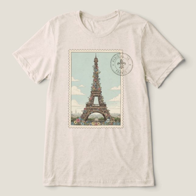 Vintage Eiffelturm  Tri-Blend Shirt (Design Vorderseite)