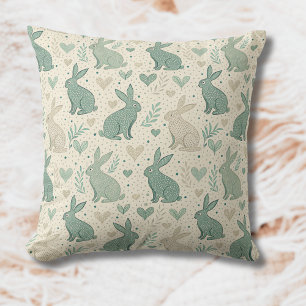 Vintage einfache Hasensilhouetten Herz Muster Kissen