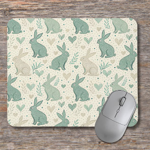 Vintage einfache Hasensilhouetten Herz Muster Mousepad