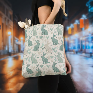 Vintage einfache Hasensilhouetten Herz Muster Tasche
