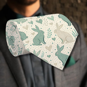 Vintage einfache Hasensilhouetten mit Herz-Muster Krawatte