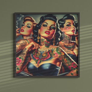 Vintage eingefärbte Girls Poster
