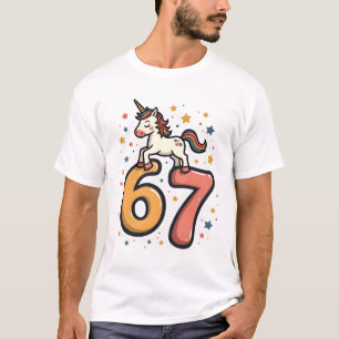 Vintage Einhorn 67 Geburtstagsfeier Regenbogen Dab T-Shirt