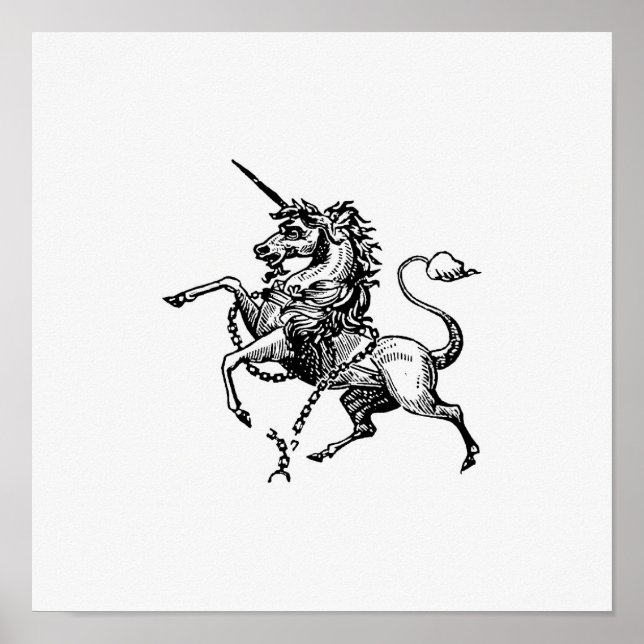 Vintage Einhorn-Illustration Poster (Vorne)