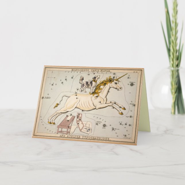 Vintage Einhorn-Star-Sternkonstellation Karte (Vorderseite)