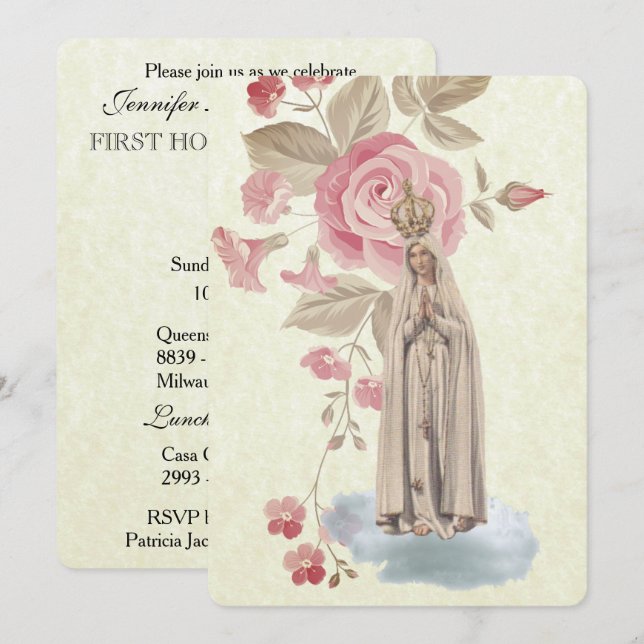 Vintage Einladung der traditionellen katholischen  (Vorne/Hinten)