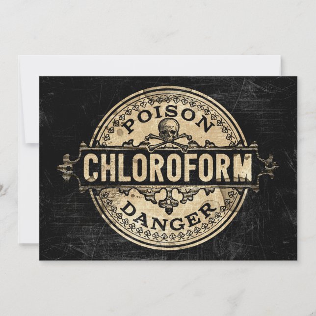 Vintage Einladung des Chloroform-Giftlabels (Vorderseite)