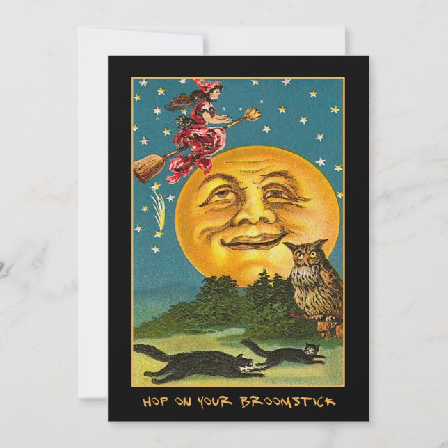 Vintage Einladung über den Mond (Vorderseite)