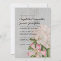 Vintage Einladung von Rhododendron zur Hochzeit