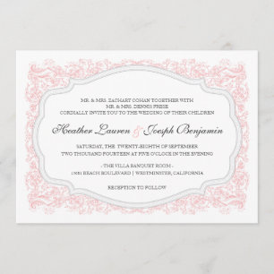 Vintage Einladung zu Verzierten Hochzeiten in Rosa