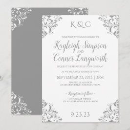 Vintage Einladung zur Hochzeit | Grau