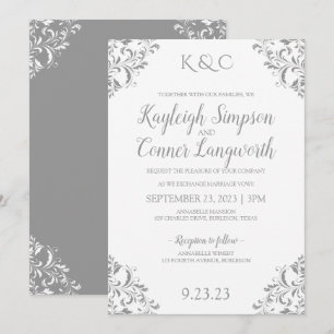 Vintage Einladung zur Hochzeit   Grau