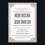 Vintage Einladung zur Hochzeit von Diamanten und K<br><div class="desc">Diese geschmackvolle Einladung zeichnet sich durch ein wunderschönes Rautenmuster aus, das an die Zeit des Dekos erinnert. Schwarz, Kupfer und mutige Typografie Set für ein glamouröses Ereignis! Die Matching-Rettetest-the-Date- und Antwortkarte ist ebenfalls verfügbar. Fügen Sie eine Hochzeits-Briefmarke aus unserer umfangreichen Portosammlung hinzu, die perfekt zu Ihrer Einladung passt. Umschläge, Umschlagrahmen...</div>