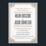 Vintage Einladung zur Hochzeit von Diamanten und K<br><div class="desc">Diese geschmackvolle Einladung zeichnet sich durch ein wunderschönes Rautenmuster aus, das an die Zeit des Dekos erinnert. Schwarz, Kupfer und mutige Typografie Set für ein glamouröses Ereignis! Die Matching-Rettetest-the-Date- und Antwortkarte ist ebenfalls verfügbar. Fügen Sie eine Hochzeits-Briefmarke aus unserer umfangreichen Portosammlung hinzu, die perfekt zu Ihrer Einladung passt. Umschläge, Umschlagrahmen...</div>